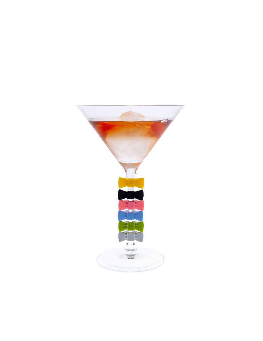 Marque-verres NOEUD PAP (boite de 6 couleurs assorties)